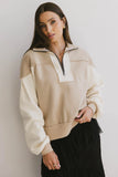 Zeya Half Zip Sweatshirt in Tan FINAL SALE