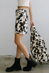 Tasha Cow Print Mini Skirt