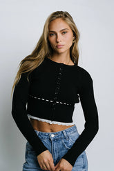Irene Ribbed Sweater in Black FINAL SALE