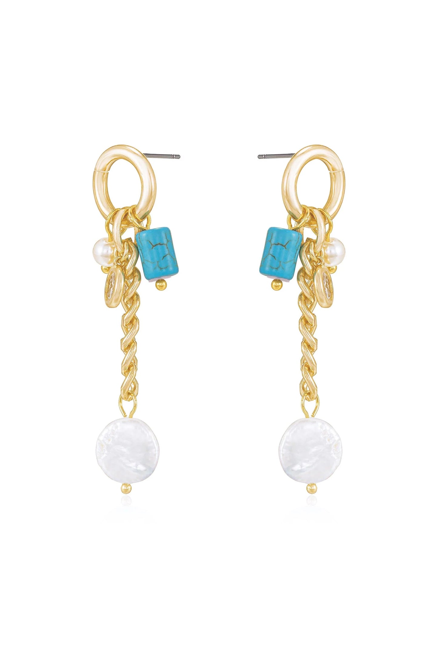 Pearl and Charm Dangle Earrings