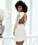Medindie Dress White Lace Open Back Dress
