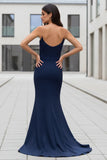 Daris Gown Navy Cat Eye Scoop Neckline Dress
