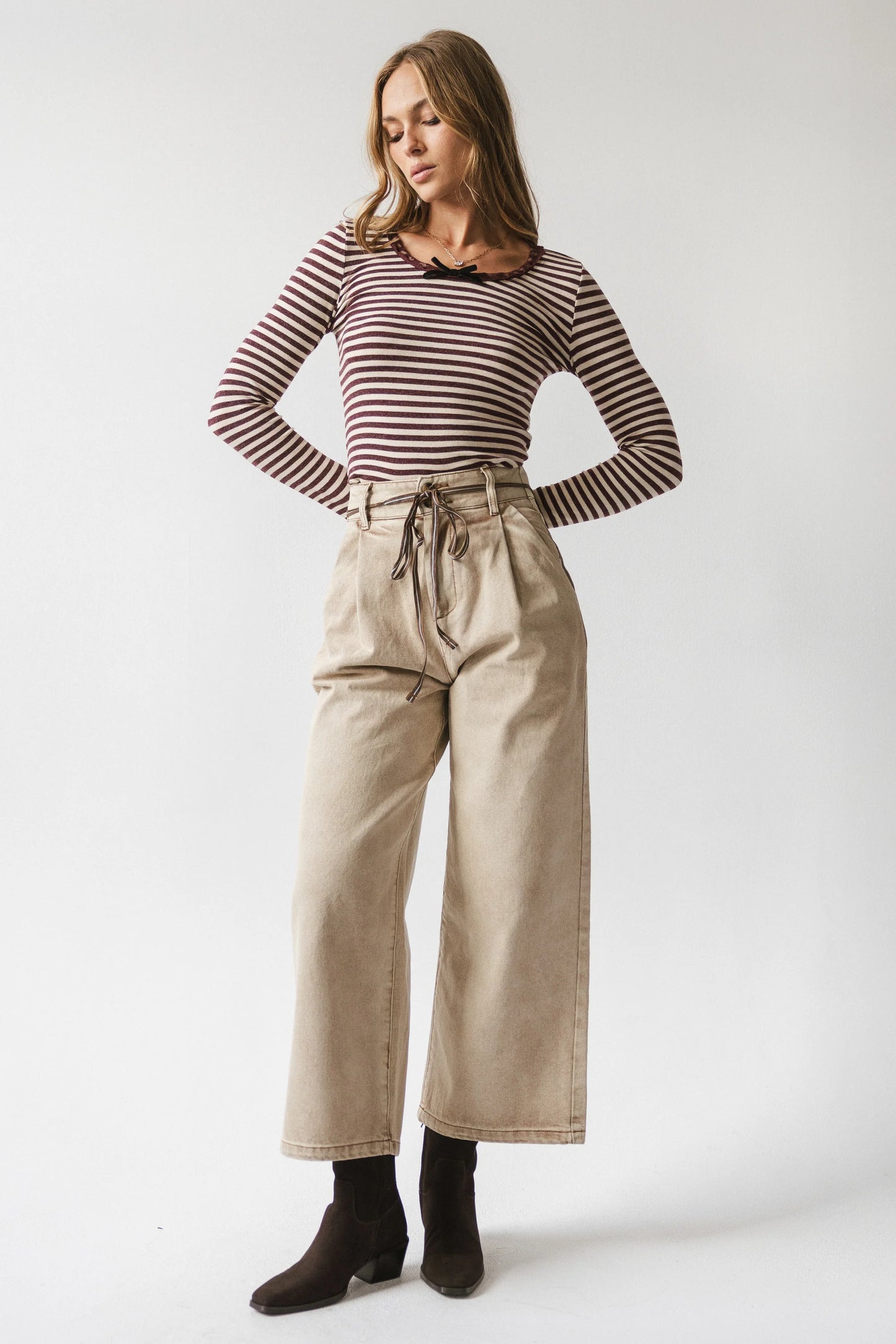 Kiya Striped Top in Burgundy FINAL SALE