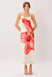 BLOOM STATEMENT POWER MESH CAMI MIDI DRESS