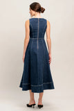 SIMPLE STATEMENT DENIM MIDI DRESS