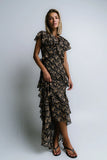 James Ruffle Maxi Dress in Black FINAL SALE