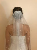 Vintage Lace Tulle Pearl Bridal Veil Wedding Veil