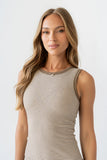 Kamber Striped Midi Tank Dress in Brown