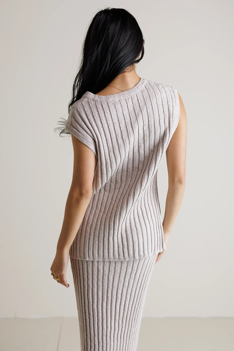 Meilani Ribbed Sweater Vest in Taupe FINAL SALE