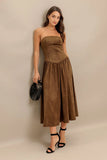 WILD ESPRESSO BROWN FAUX SUEDE MIDI DRESS