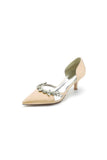 Satin Pointed Toe Beading High Heels
