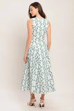 BLOOM COLUMNS BLUE FLORAL MIDI DRESS