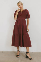 Leandra Midi Dress in Burgundy FINAL SALE