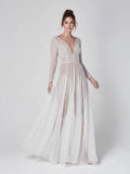 Bohemian A Line Sparkly Sequined Luxury Wedding Dresses