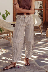 Allison Striped Barrel Jeans in Brown FINAL SALE