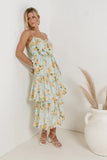 Ava Floral Midi Dress in Sage FINAL SALE