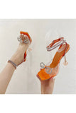 Crystal Embellished Transparent Strappy Stiletto Heels