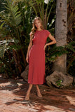 Vaeda Ribbed Tie Dress in Berry FINAL SALE
