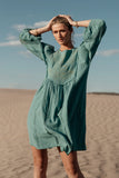 Serendipity Embroidered Dress in Light Teal FINAL SALE