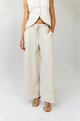 Lucy Striped Baggy Pants in Natural