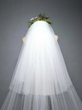 Ivory Lace Cathedral Veil with Blusher Long Wedding Veil