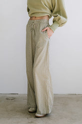 Ada Gingham Wide Leg Pants in Olive FINAL SALE