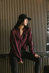 Finley Button Up in Wine FINAL SALE