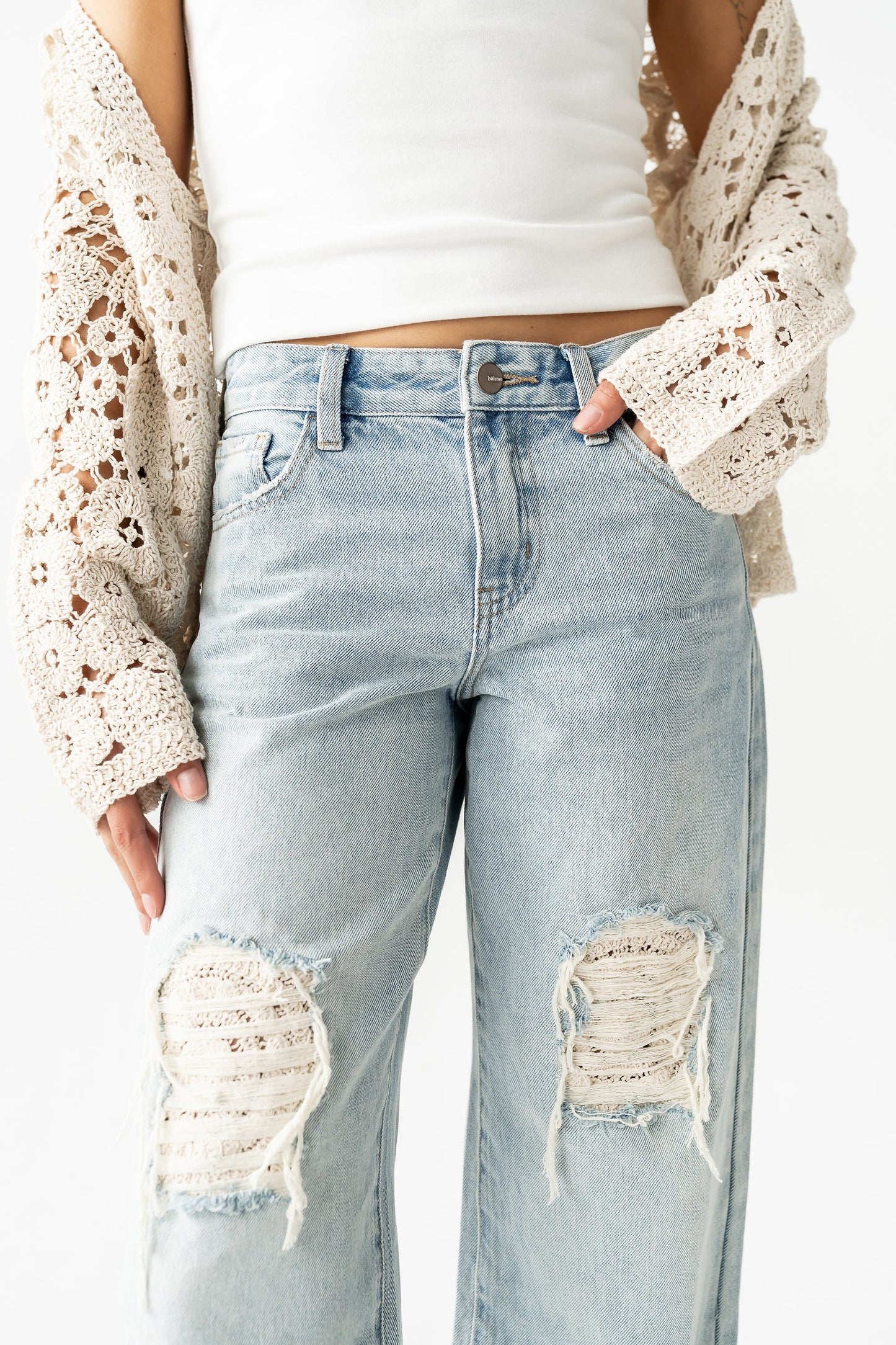 Marvin Crochet Wide Leg Jeans