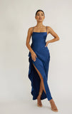 Tamera Satin Maxi Dress Navy