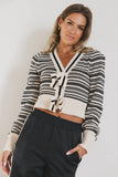 Kiara Striped Cardigan in Oatmeal FINAL SALE