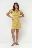 Brenna Floral Mini Dress in Chartreuse