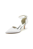 Simple Pointed Toe Satin Kitten Heels