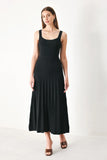 SWEATER KNIT MIDI DRESS WITH PLEATED SKIRT