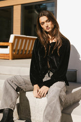 Lucie Peplum Tie Blouse in Black FINAL SALE
