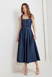 MOONLIGHT SERENADE DARK DENIM MIDI DRESS FINAL SALE