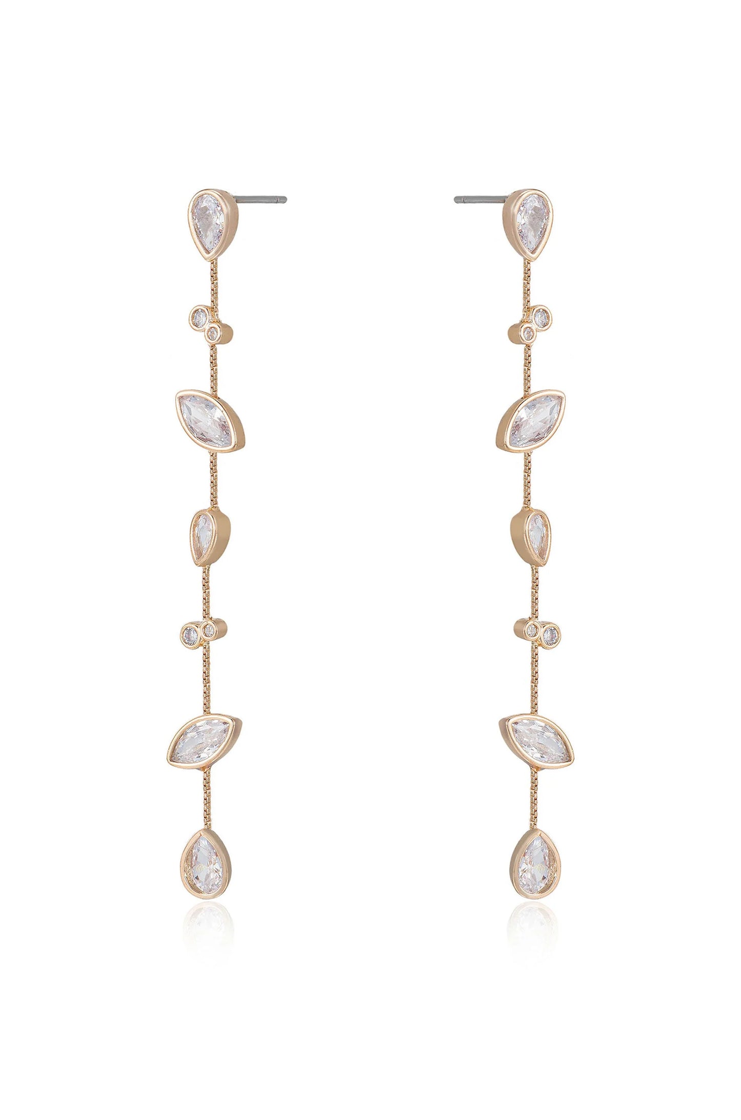 Falling Bezel Crystal Dangle Earrings
