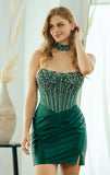 JOAN MINI DRESS STRAPLESS CORSET COCKTAIL DRESS CHOKER