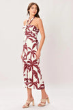 PALM SIREN TROPICAL PRINT MIDI DRESS
