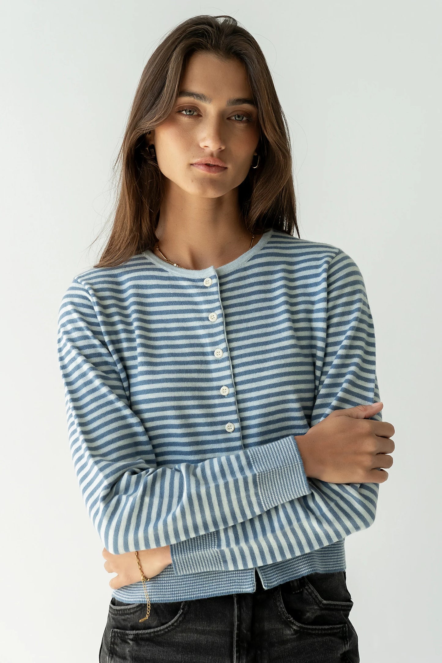 Edesse Striped Cardigan in Blue