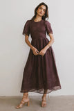 Alora Embroidered Dress in Maroon FINAL SALE