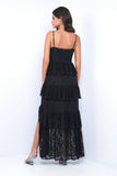 Vanna Lace Tiered Maxi Dress Black