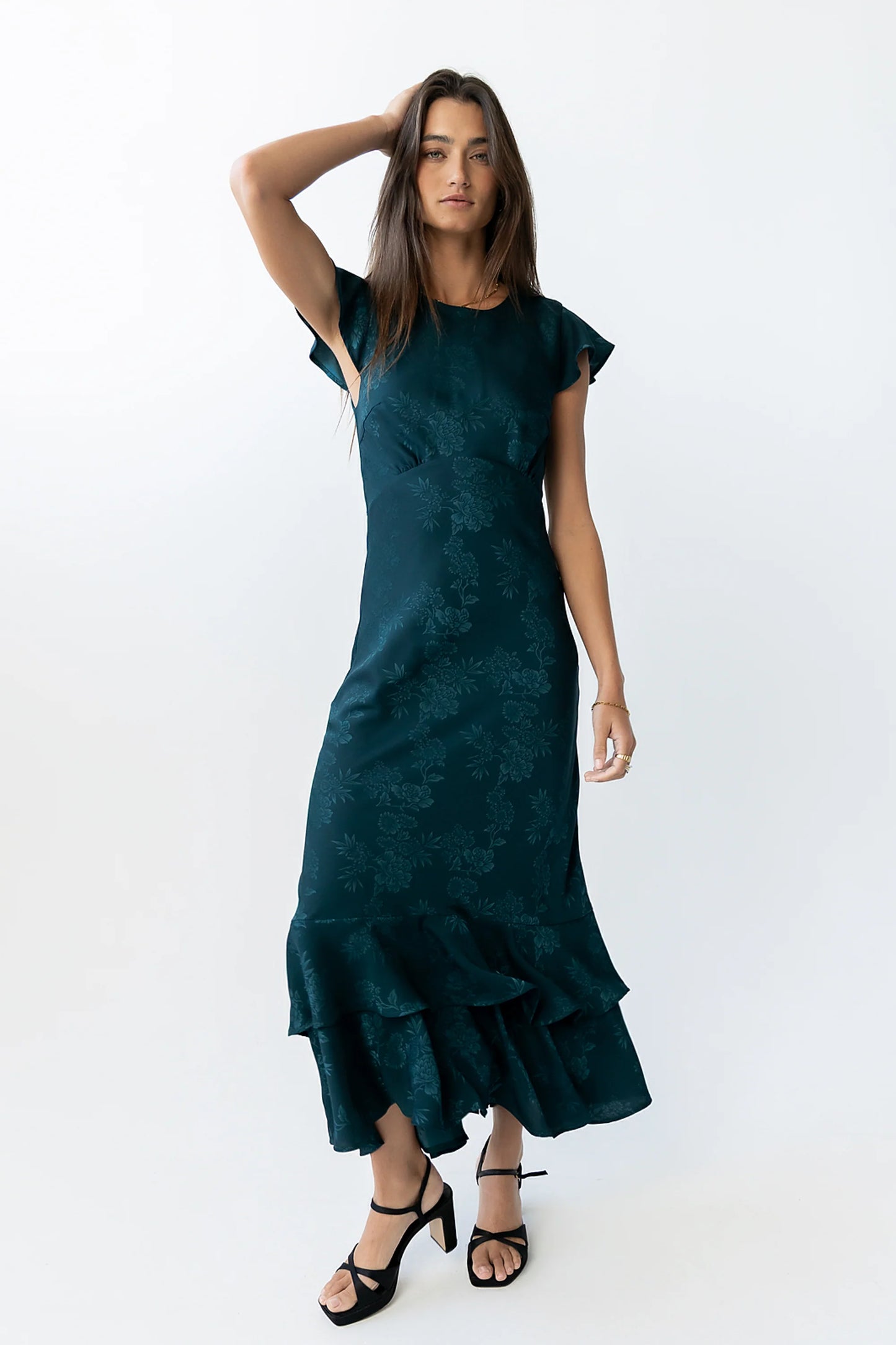 Mateo Floral Maxi Dress in Teal