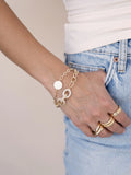 Mixed Crystal Disc Link Chain Bracelet Set
