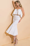 SUNSET STROLL WHITE CROP TOP SKIRT SET