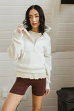 Alyssa Half Zip in Bone FINAL SALE