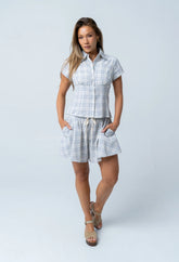 Katherine Plaid Shorts in Blue