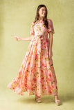 CARRIAGE RIDE ROMANCE PINK FLORAL MAXI DRESS