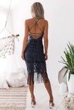 Khaleesi Dress Steel Blue Lace Dress With Fringe