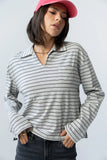 Kateri Striped Top in Heather Grey