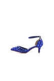Pointed Toe Crystal Diamond Ankle Strap Kitten Heels